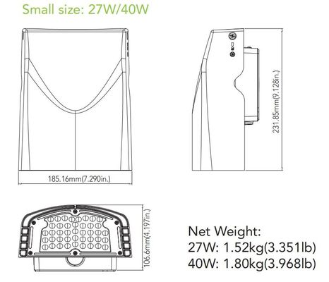 27W 3600LM 벽 팩은 옥외등에게 동등하여 숨긴 50-100W HPS /를 보내게 했습니다